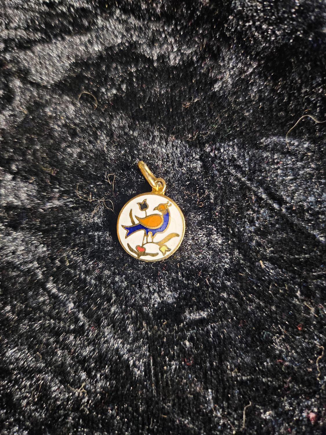 Vintage Enamel Distelfink pendent