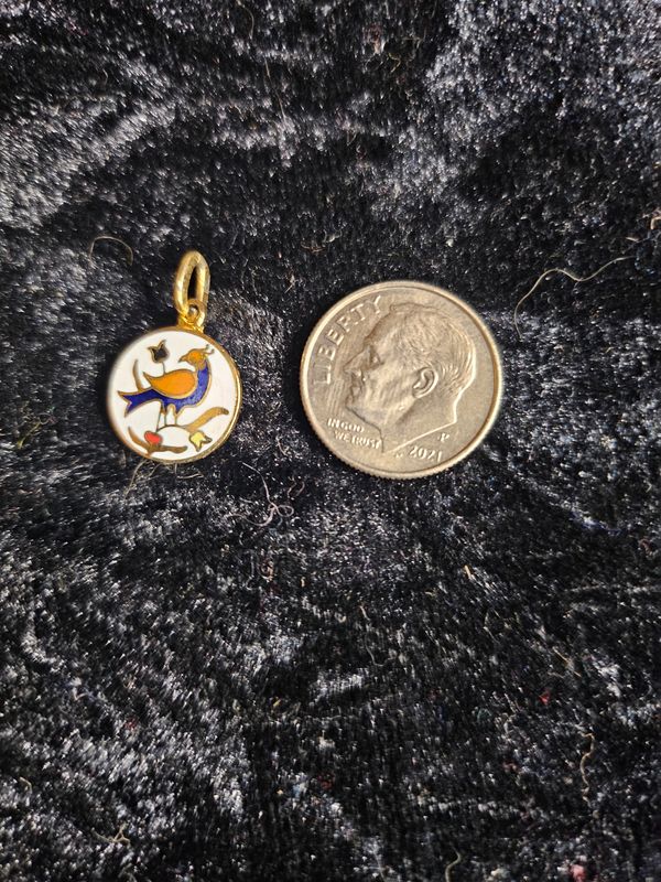 Vintage Enamel Distelfink pendent