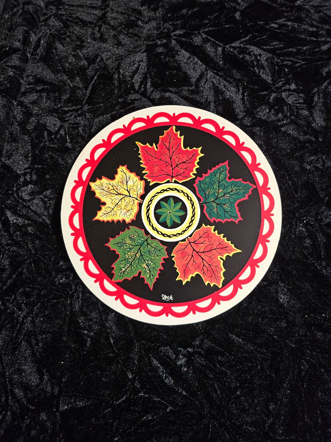 Vintage Maple Leaf hex sign