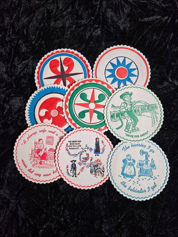 Vintage 12 Pack of Pa Dutch paper coasters