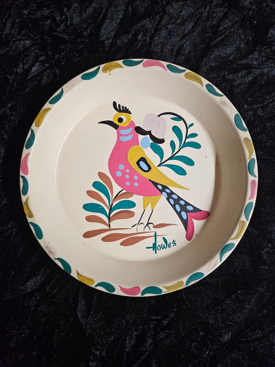 Vintage hand-painted Distelfink metal pan