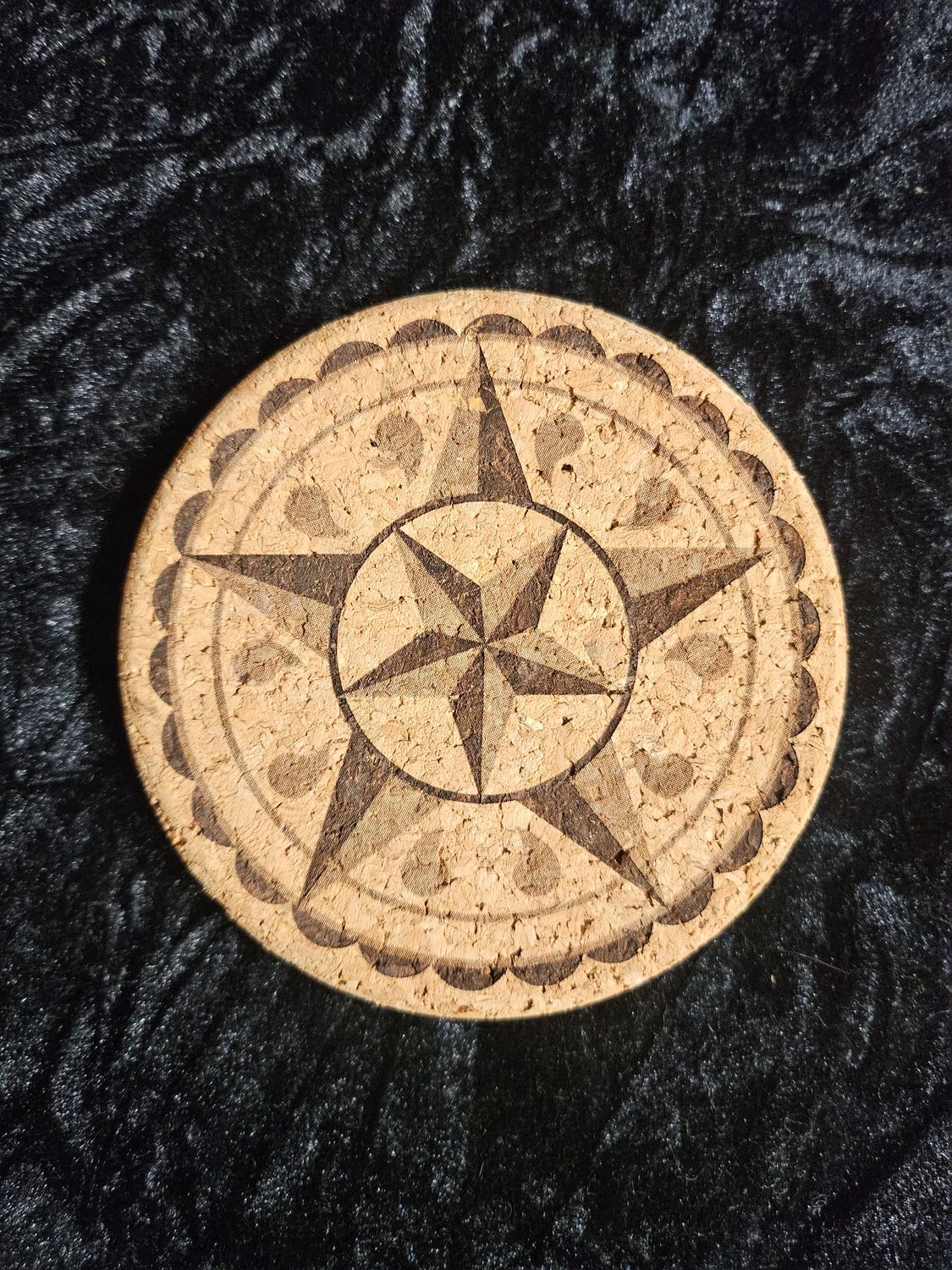 Custom made cork hex sign coaster