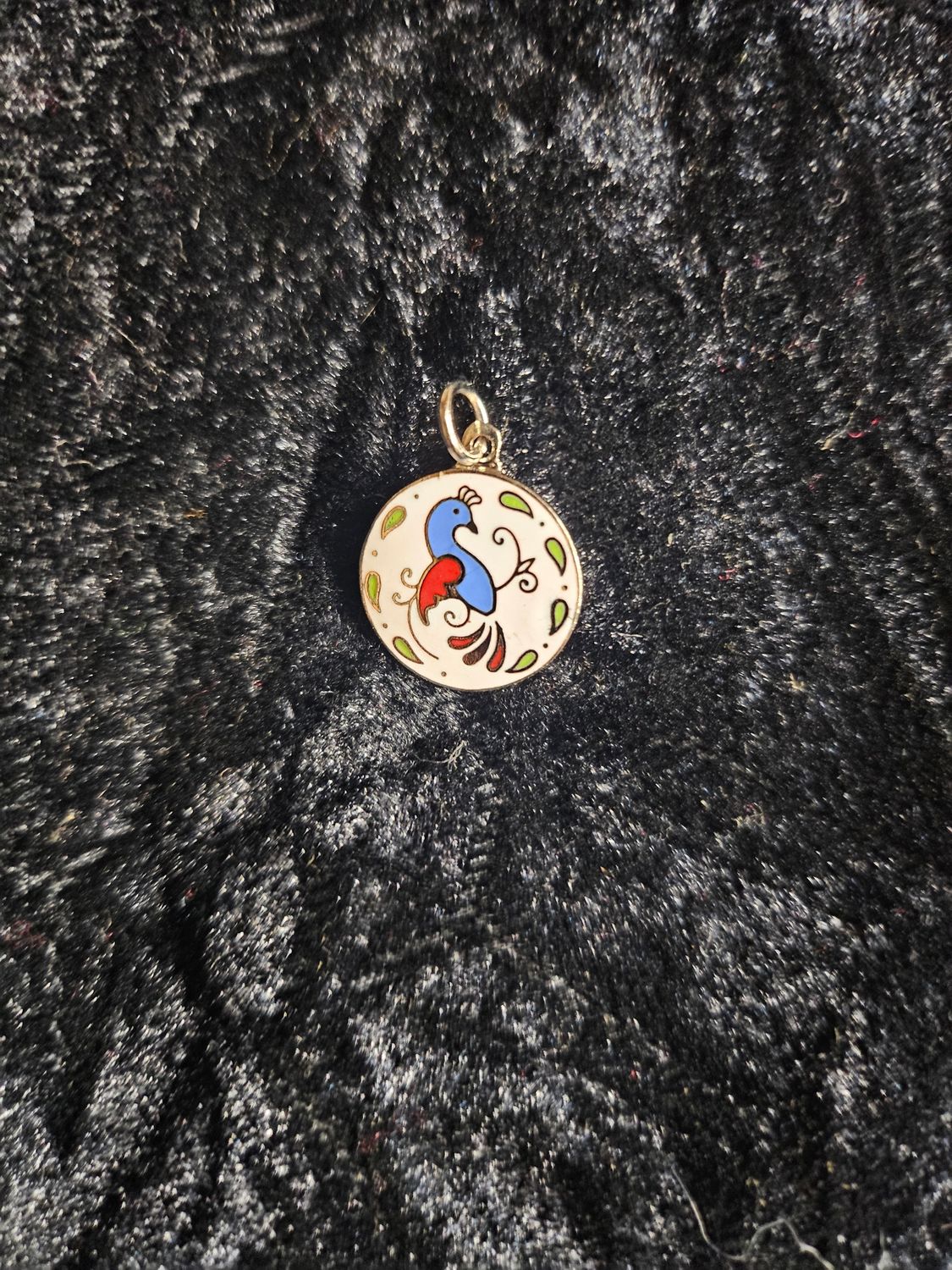 Vintage Light Blue Distelfink hex sign pendent 1