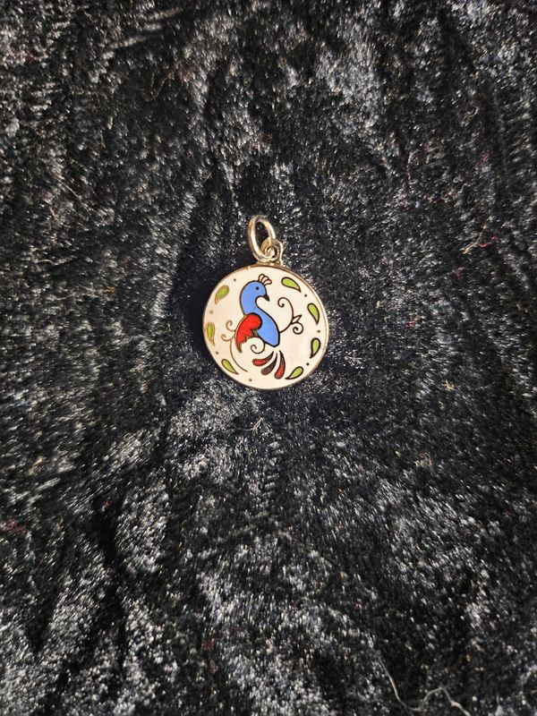 Vintage Light Blue Distelfink hex sign pendent 1