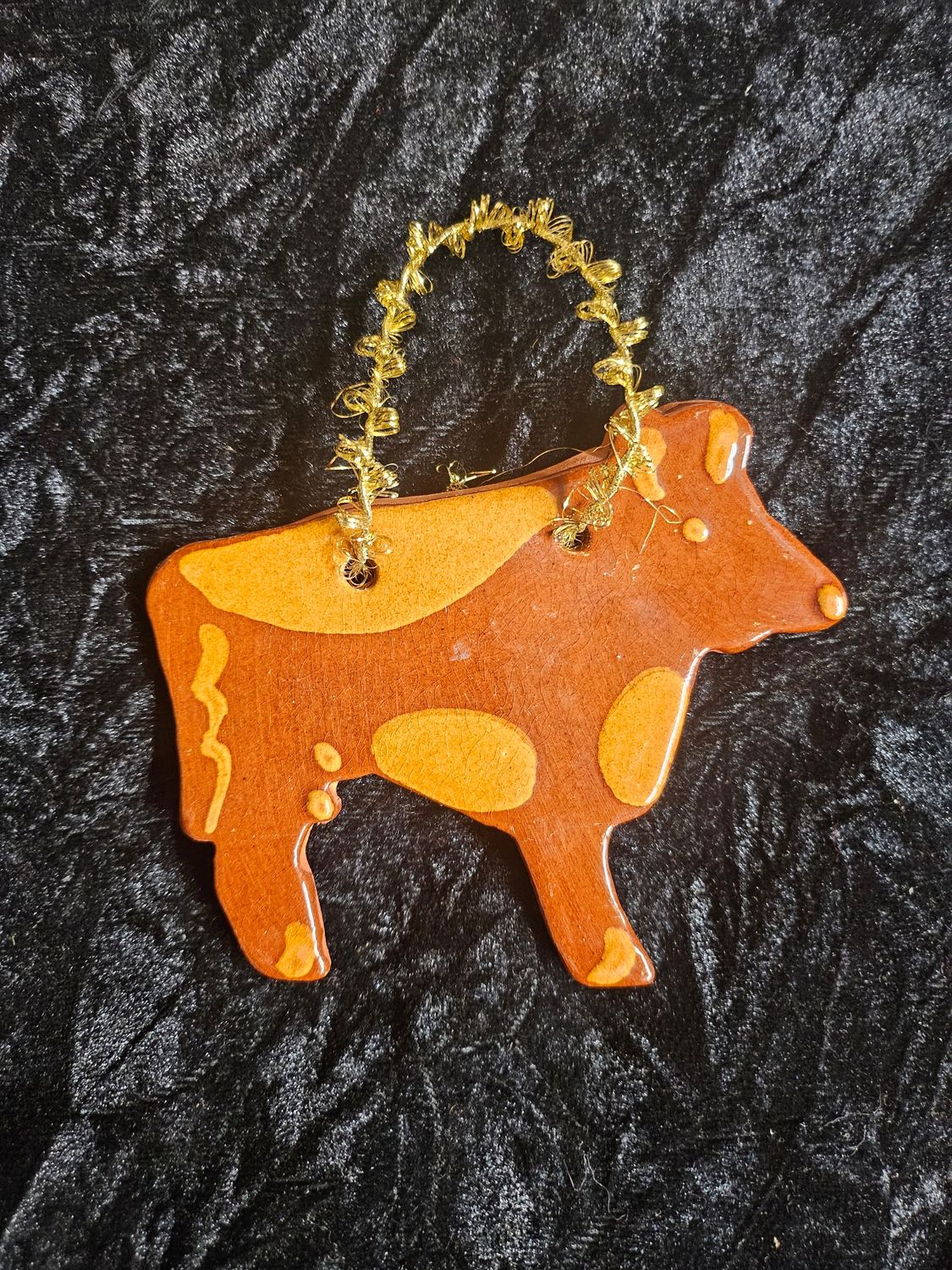 Pa Dutch Folk Art Pottery (cow) orniment