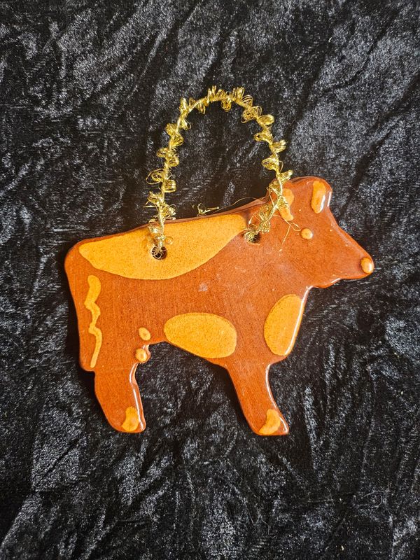 Pa Dutch Folk Art Pottery (cow) orniment