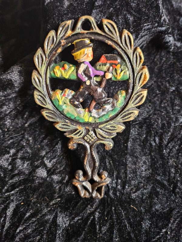 Vintage Handpainted Amish boy trivet
