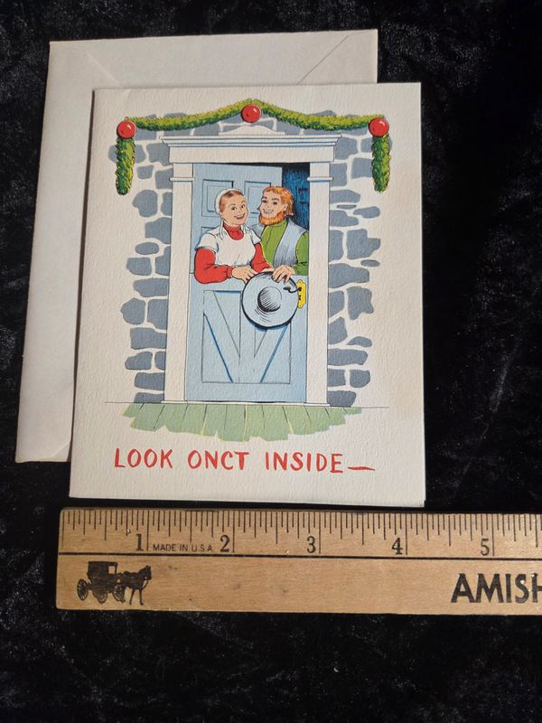 Vintage Amish and Pa Dutch Christmas greeting card 1