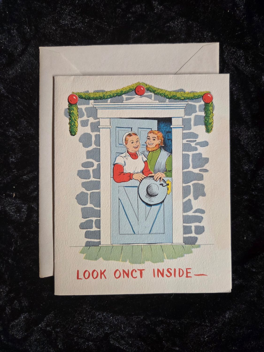 Vintage Amish and Pa Dutch Christmas greeting card 1