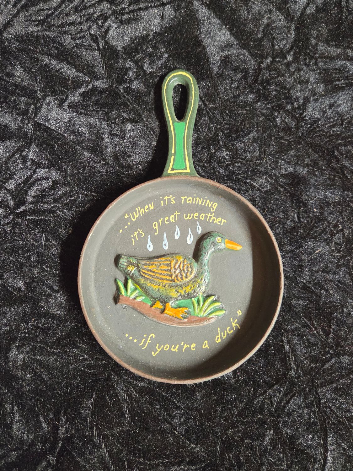 Vintage handpainted Pa Dutch Iron pan decoration 
