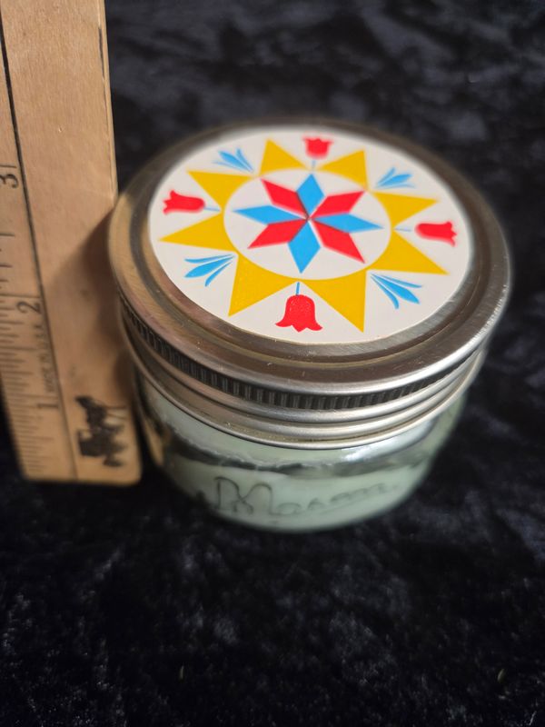 Hex sign mason jar candle (3oz fresh mint scent)