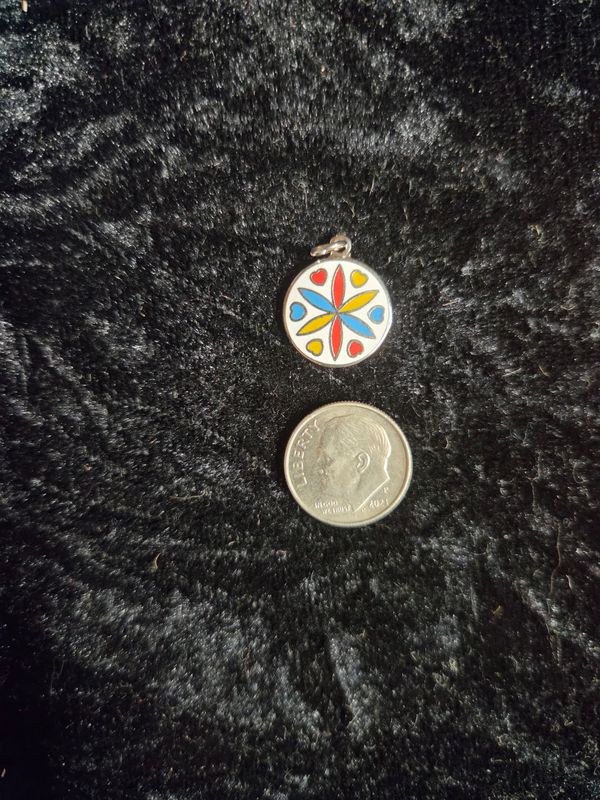 Vintage Love and Romance enamel hex sign pendent (silver metal color)