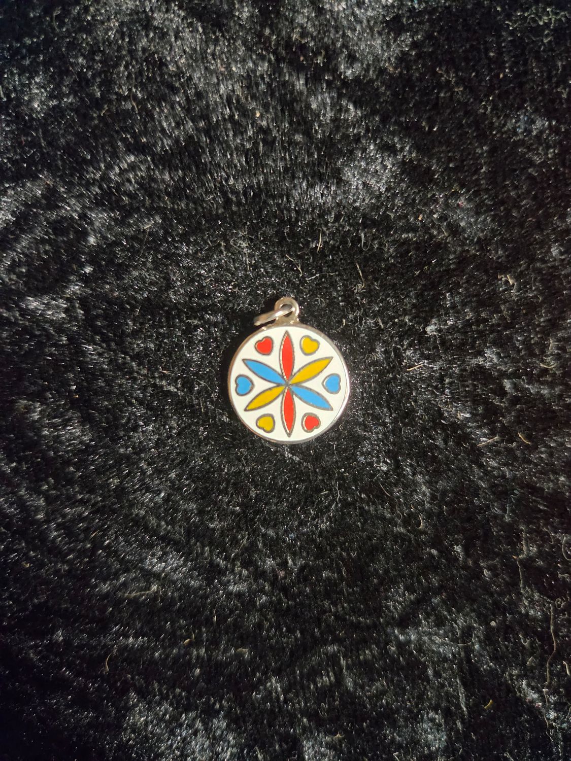 Vintage Love and Romance enamel hex sign pendent (silver metal color)