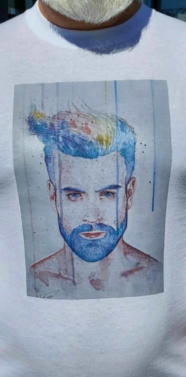 Blue bearded man (only on white shirts available)