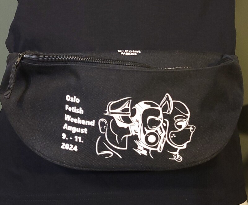 Oslo Fetish Weekend 2024 Logo Belt Bag black with white print