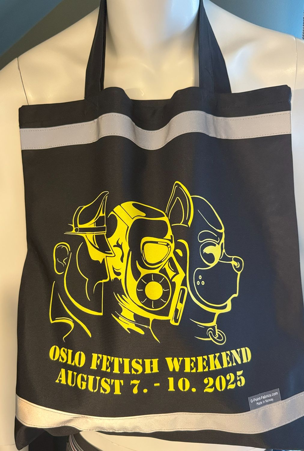 Oslo Fetish Weekend 2025 Logo Shopping Bag black with yellow print