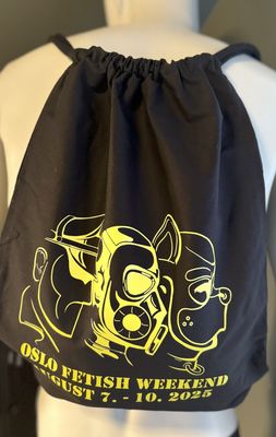 Oslo Fetish Weekend 2025 Logo Gym Bag black with yellow print