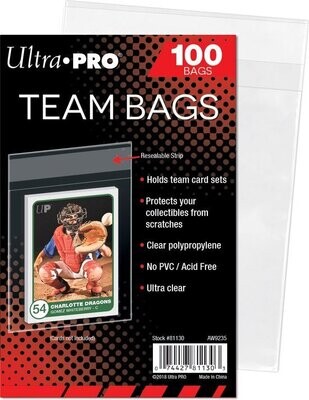 Ultra Pro Team Bags Transparant Zakjes Met Resealable Plakstrip
