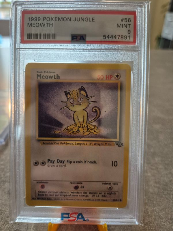 1999 pokémon jungle meowth psa 9