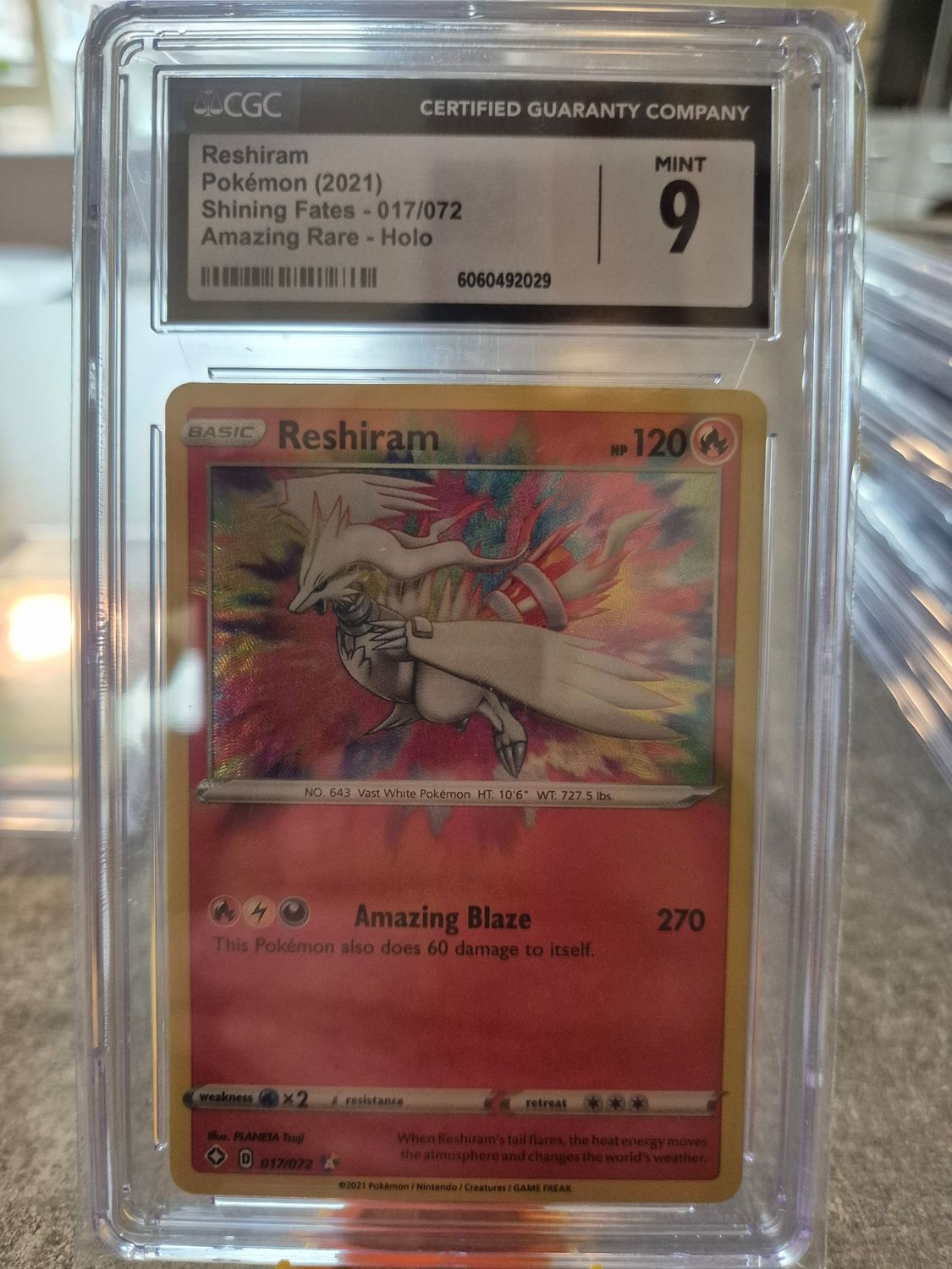 2021 pokémon reshiram AR holo cgc 9