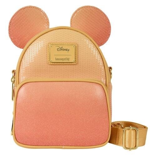 Loungefly - Disney: Mickey Mouse Glitter Convertible Backpack & Crossbody Bag