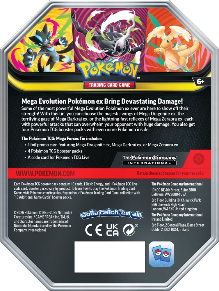 Pokemon 2026 Mega Forces Collector's Tin Display/Case