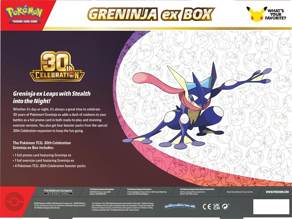 Pokemon Mega Evolution: 30th Celebration - ex Box: Greninja ex Collection pre order