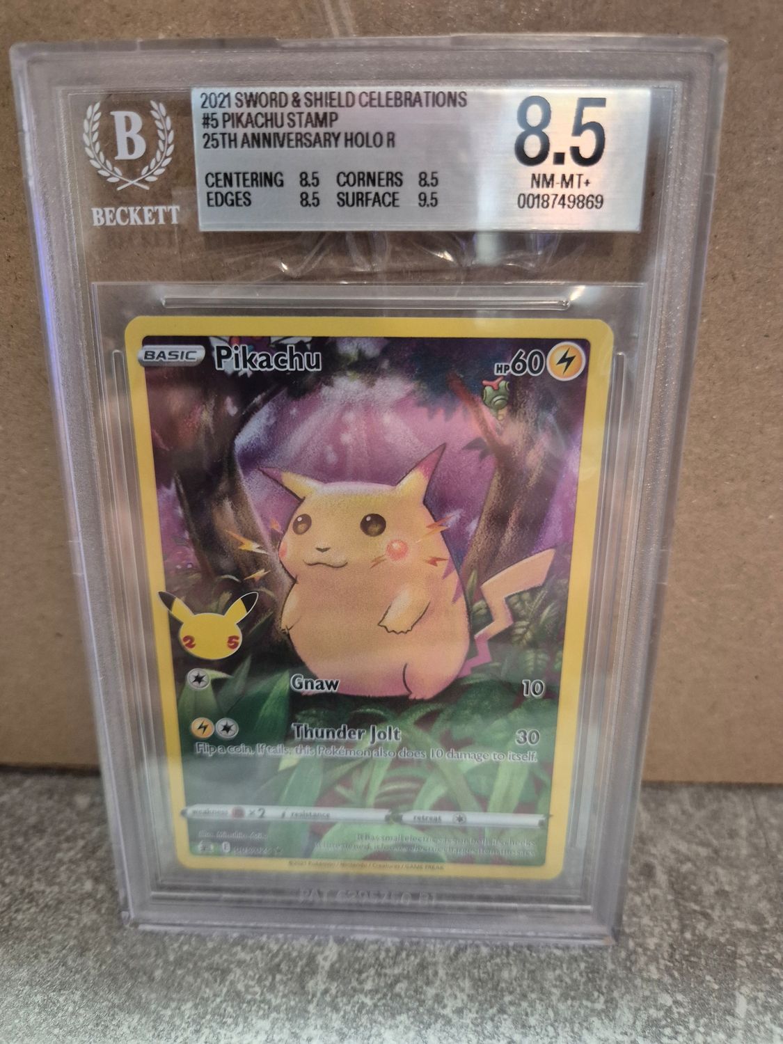 Pikachu Full Art 2021 Sword & Shield Celebrations becket grading