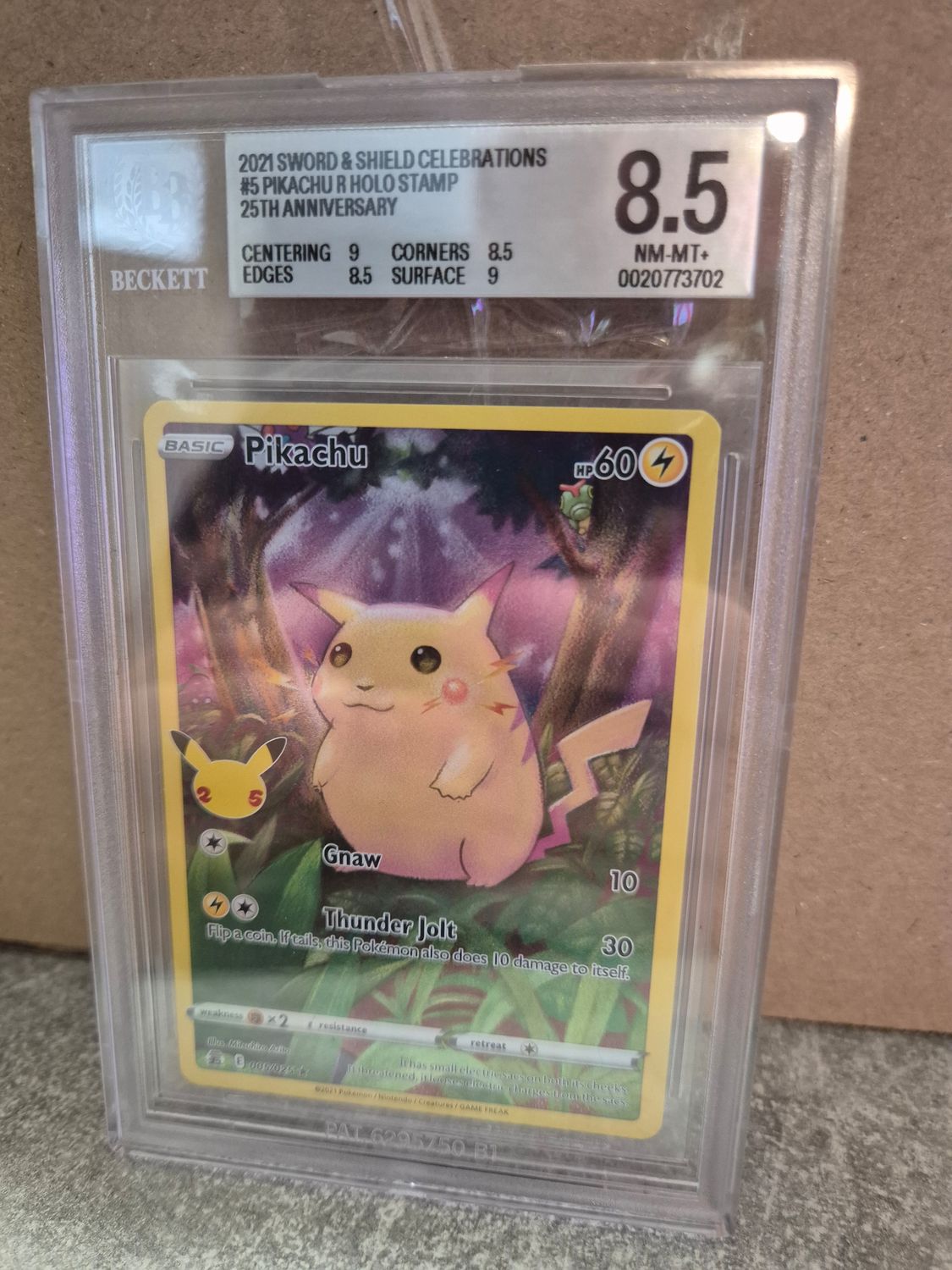 Pikachu Full Art 2021 Sword & Shield Celebrations becket grading