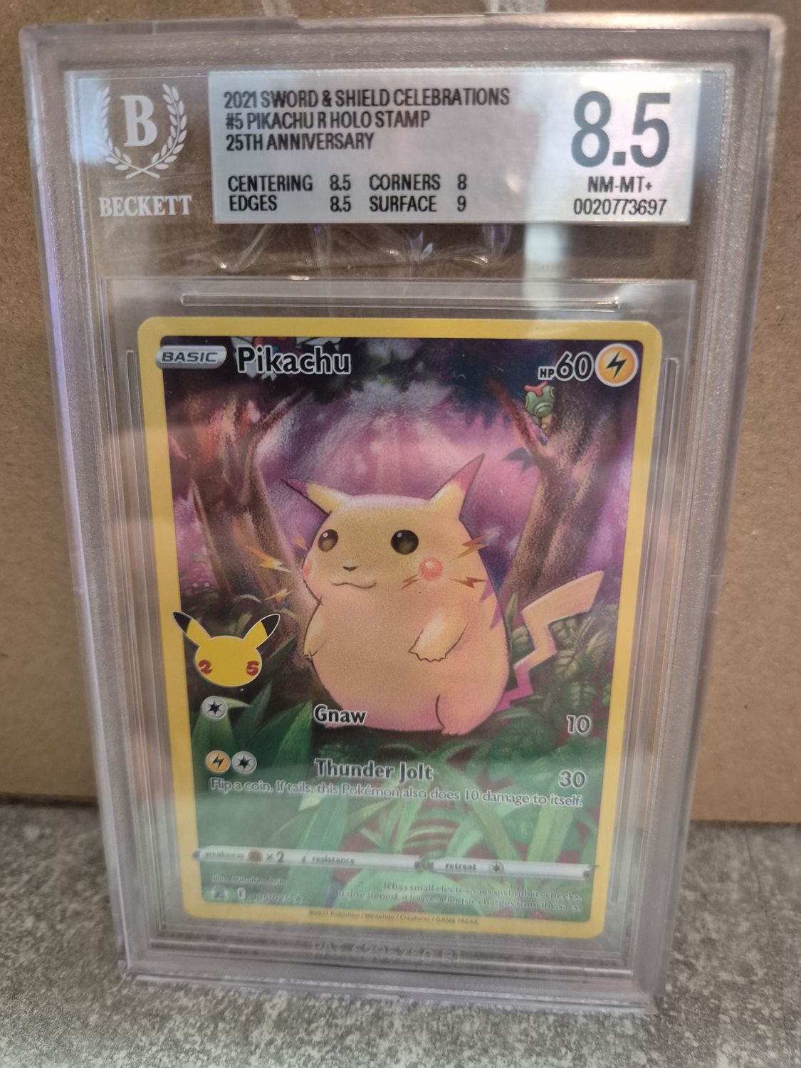 Pikachu Full Art 2021 Sword & Shield Celebrations becket grading