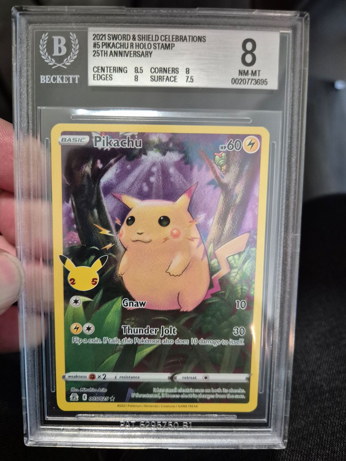 Pikachu Full Art 2021 Sword & Shield Celebrations becket grading
