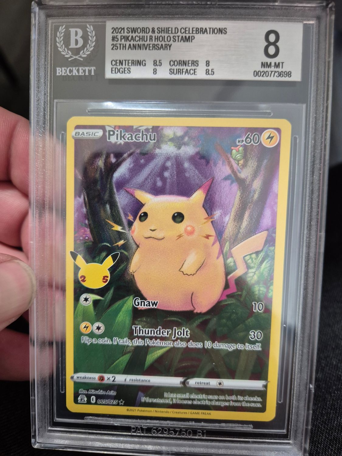 Pikachu Full Art 2021 Sword & Shield Celebrations becket grading