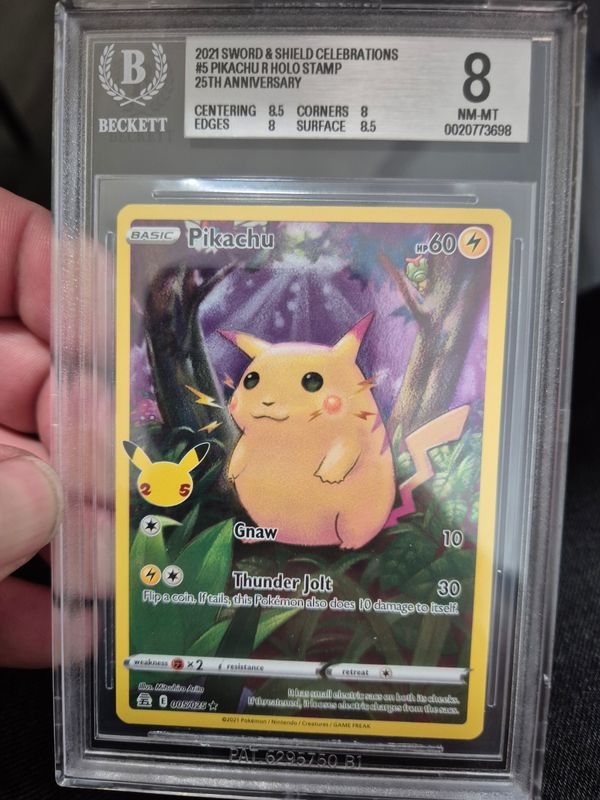 Pikachu Full Art 2021 Sword & Shield Celebrations becket grading