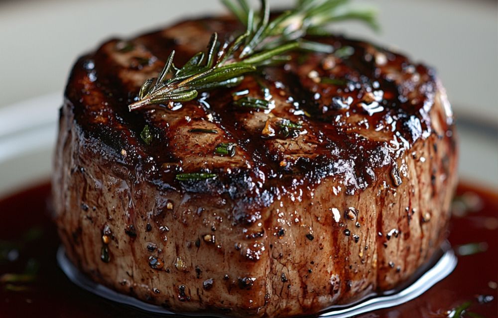 filet mignon with a Red wine Shallot glaze