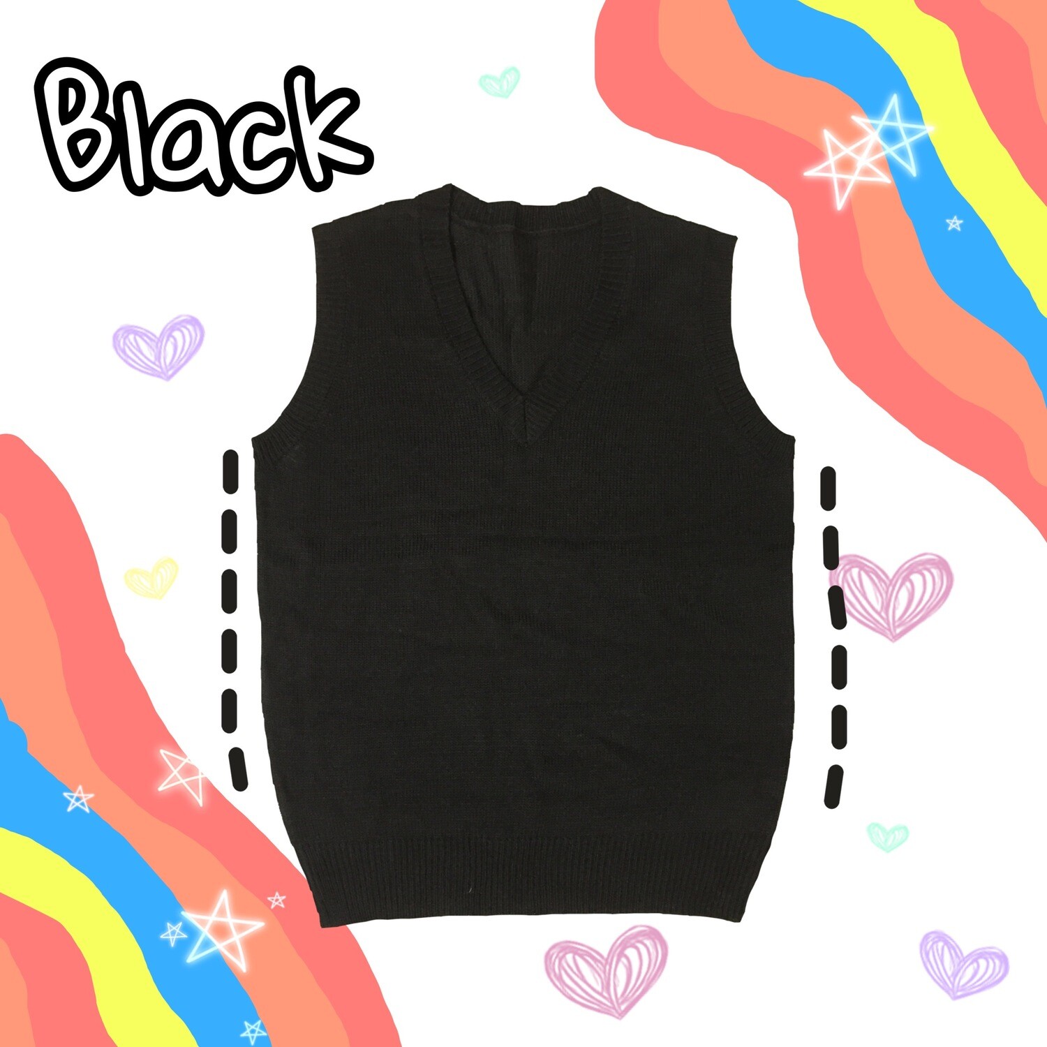 เสื้อกั๊กไหมพรม สีดำ Black