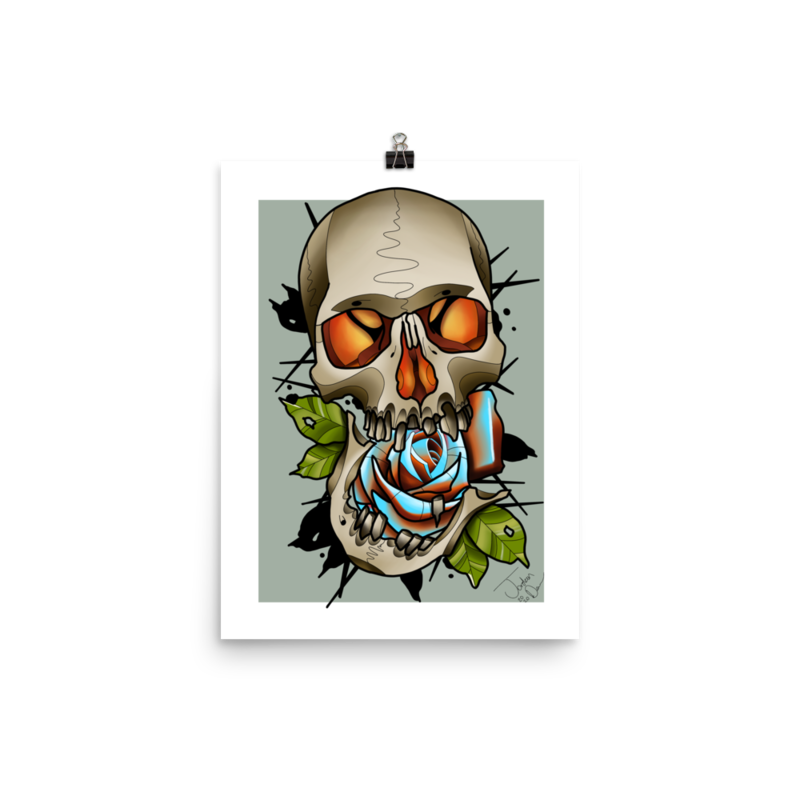Skull and Rose Art Print