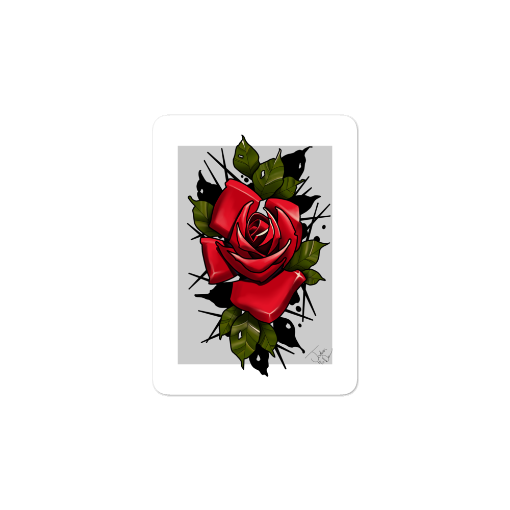 Neo Traditional Rose Bubble Free Sticker