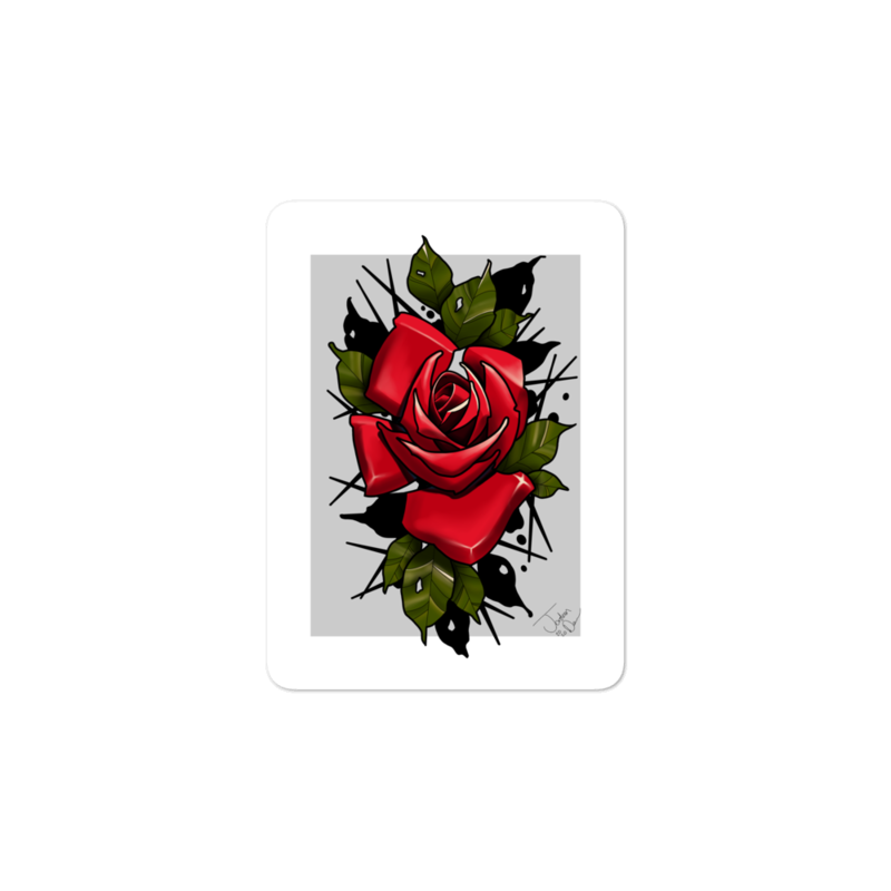 Neo Traditional Rose Bubble Free Sticker