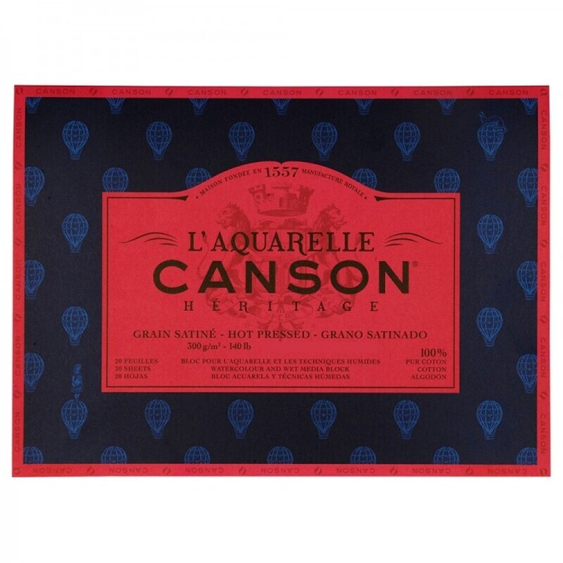 CANSON ® HÉRITAGE AQUARELLE 300 GSM HOTE PRESSED BLOCKS GLUED 4 SIDES 20 SHEETS 100% COTTON PAPER SIZE 31*41