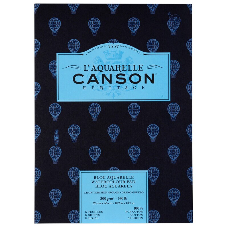 CANSON ® HÉRITAGE AQUARELLE ROUGH GRANA TORCHON 12 SHEETS 300G