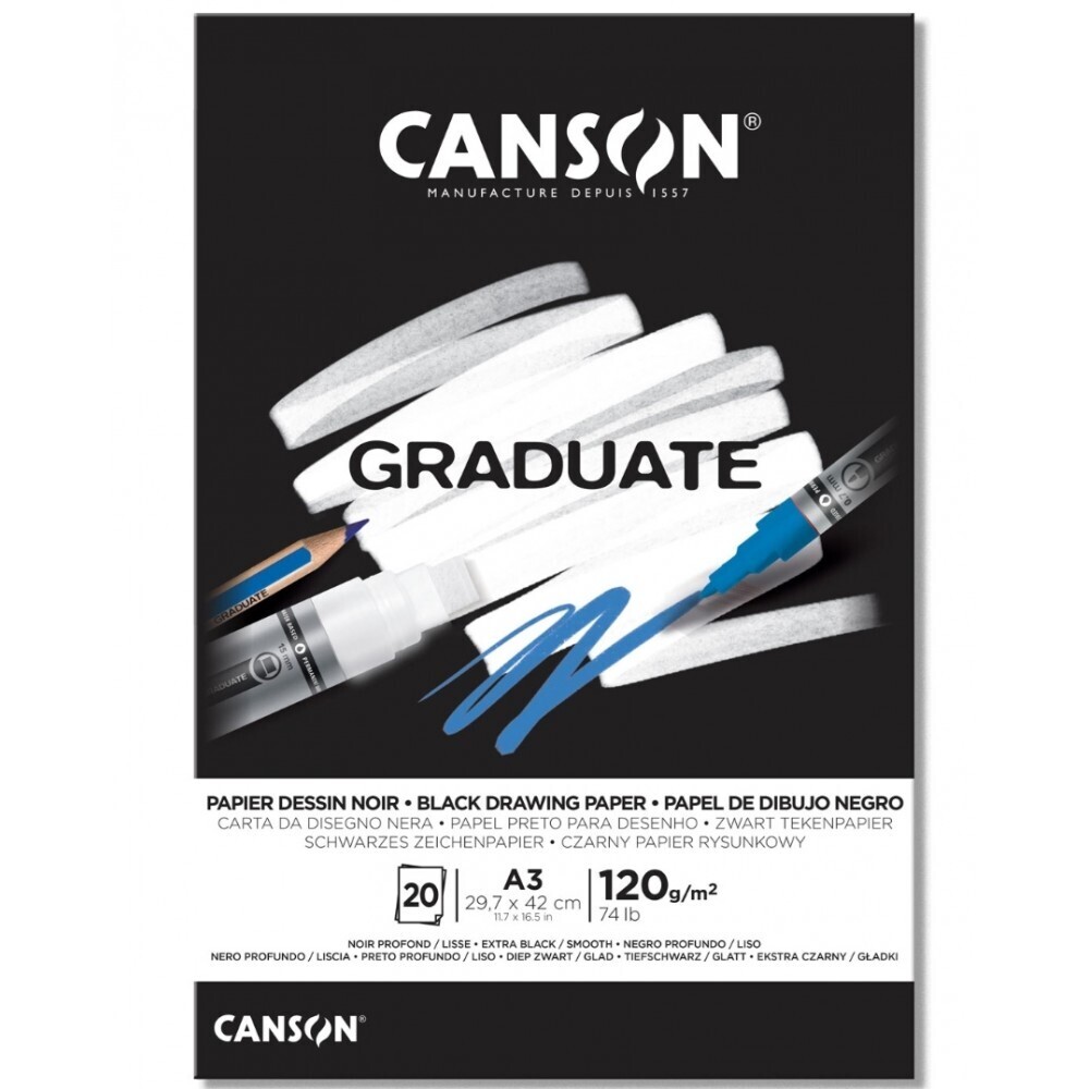 Canson Graduate Black Drawing 120 GSM 20 SHEETS