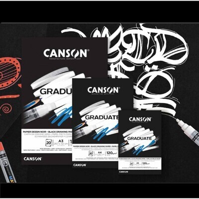Canson Graduate Black Drawing 120 GSM 20 SHEETS