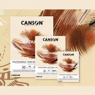 Canson Graduate Mixed Media Natural BEIGE COLOR 220 GSM 20 SHEETS