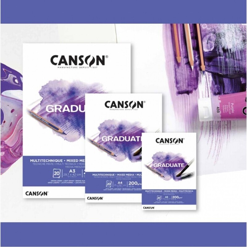 Canson Graduate Mixed Media White 200 GSM 20 SHEETS
