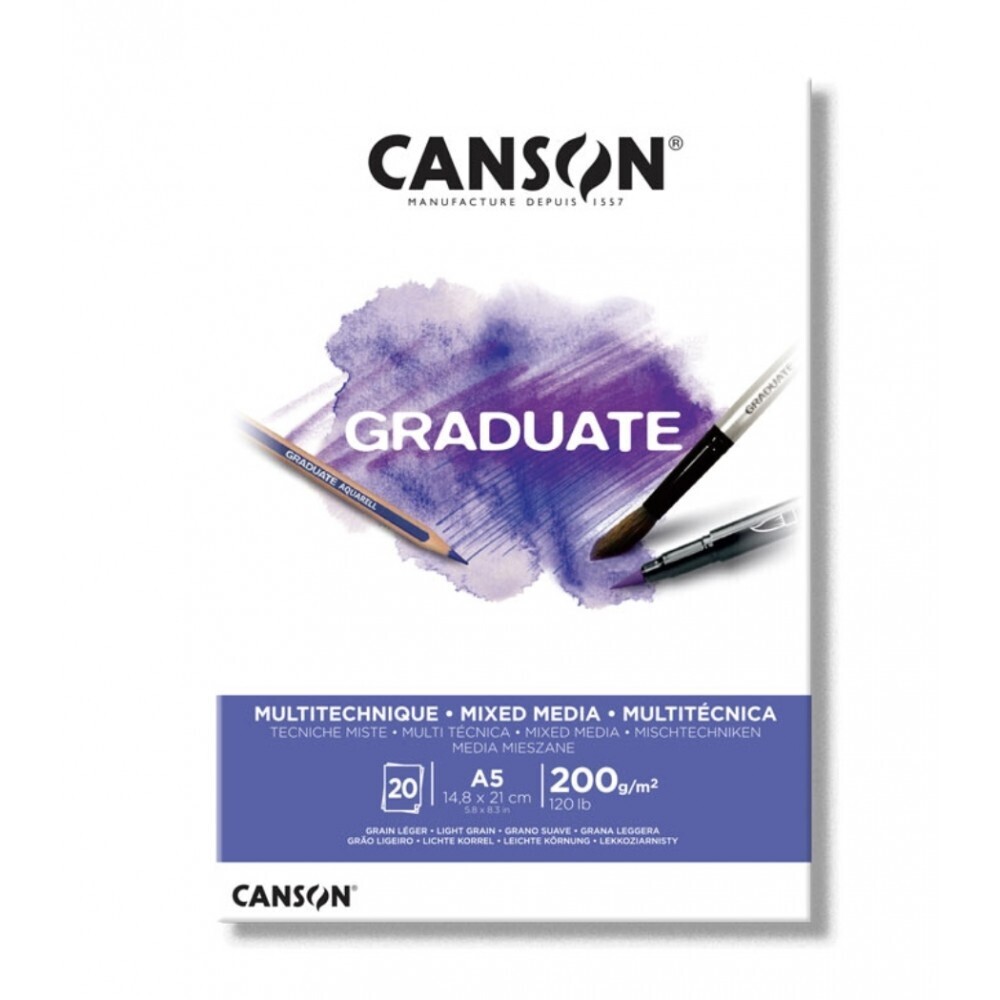 Canson Graduate Mixed Media White 200 GSM 20 SHEETS