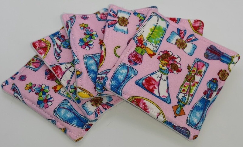 5 Make Up Pads - Pink Perfume Bottles 5 Make Up Pads - Pink Perfume Bottles
