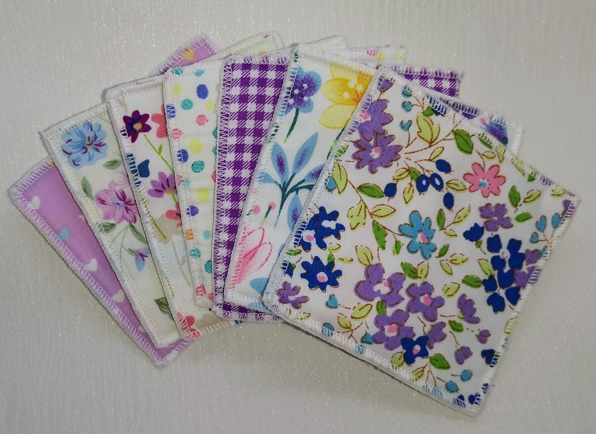 7 Make Up Pads - Purple Flowers