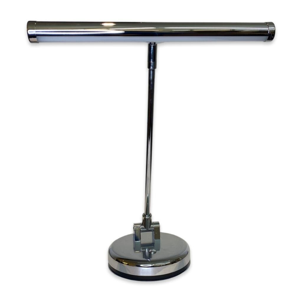 <Pianolamp GPPD chroom hoogglans  heeft twee instellingen om de lamp zachter of harder te zetten en  heeft een LED-lamp, die energiezuinig, duurzaam en milieuvriendelijk is.>