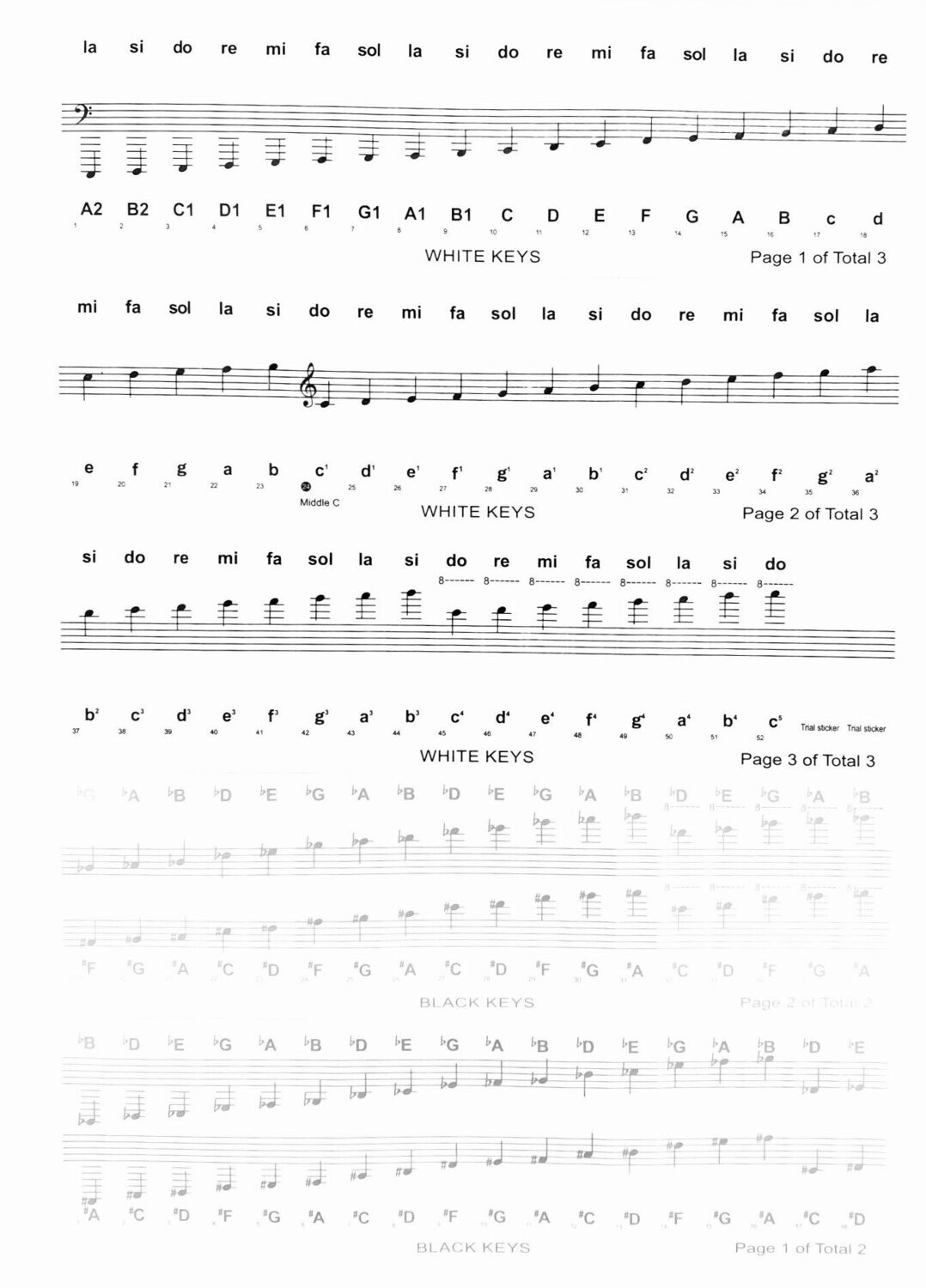 <De Do-Re-Mi  piano stickers van pianoaccessoires.com zijn voor piano beginners.>