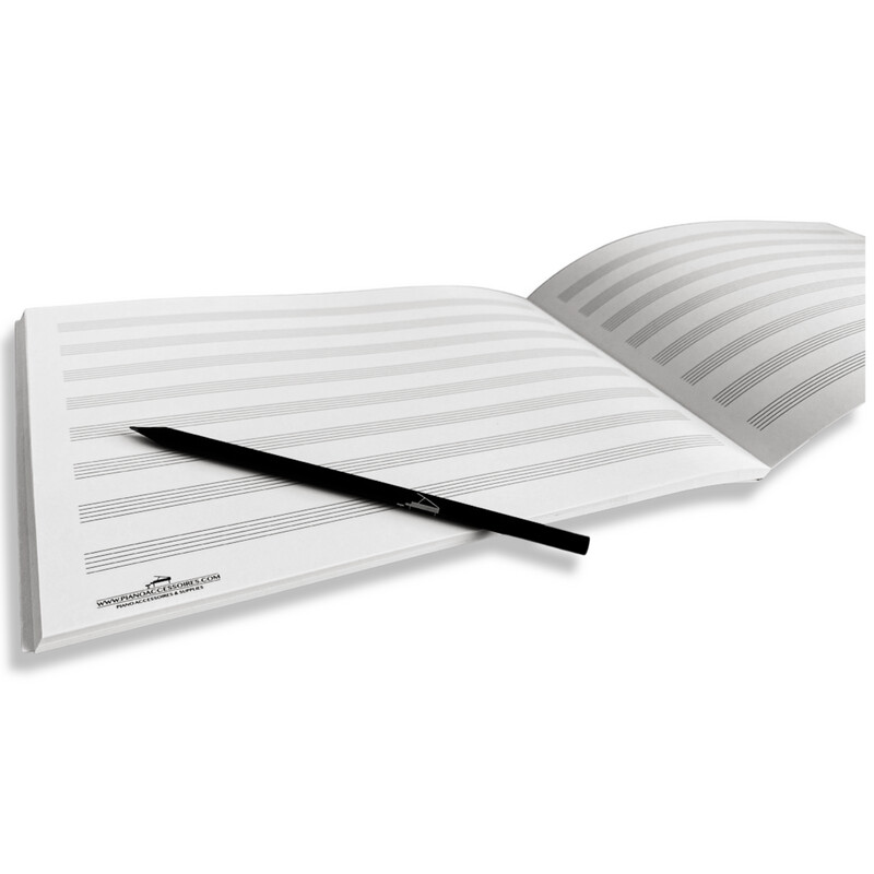 < Notenboek 100 tweezijdige pagina's met 8- notenbalken in A4 formaat>